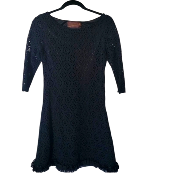 Zara Dresses & Skirts - Zara Women's Black 3/4 Sleeve Crochet Bohemian Dress. Size M